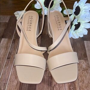 Journee Collection Cream Strappy Sandals